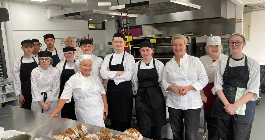 Celebrtity chef Rachel Allen with students and lecturers from SERC Hospitality and Culinary Arts dept